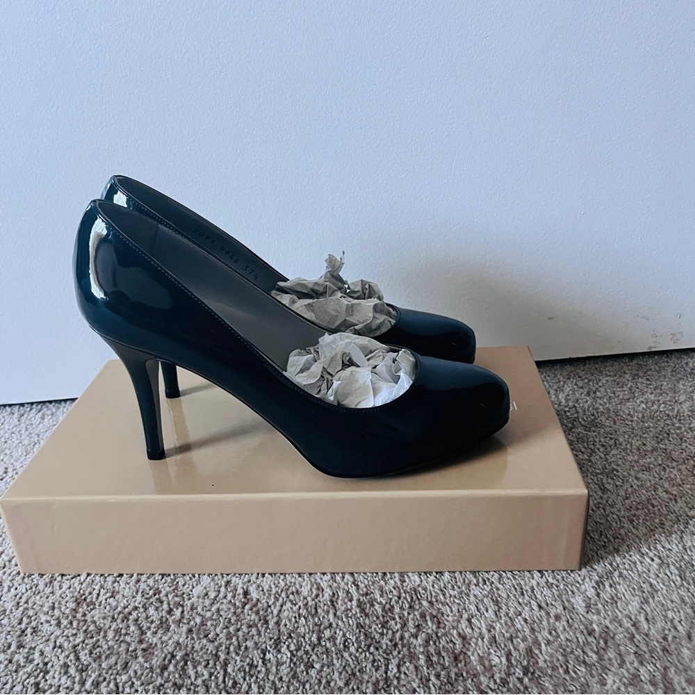 Sergio Rossi Brand New Dark Gray Heels Leather Pump Size 37.5